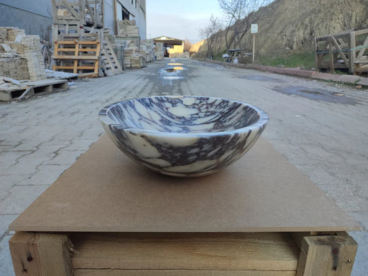 Calacatta Viola Marble Oval Shape Above Vanity Bathroom Sink (W)18" (L)14" (H)5"