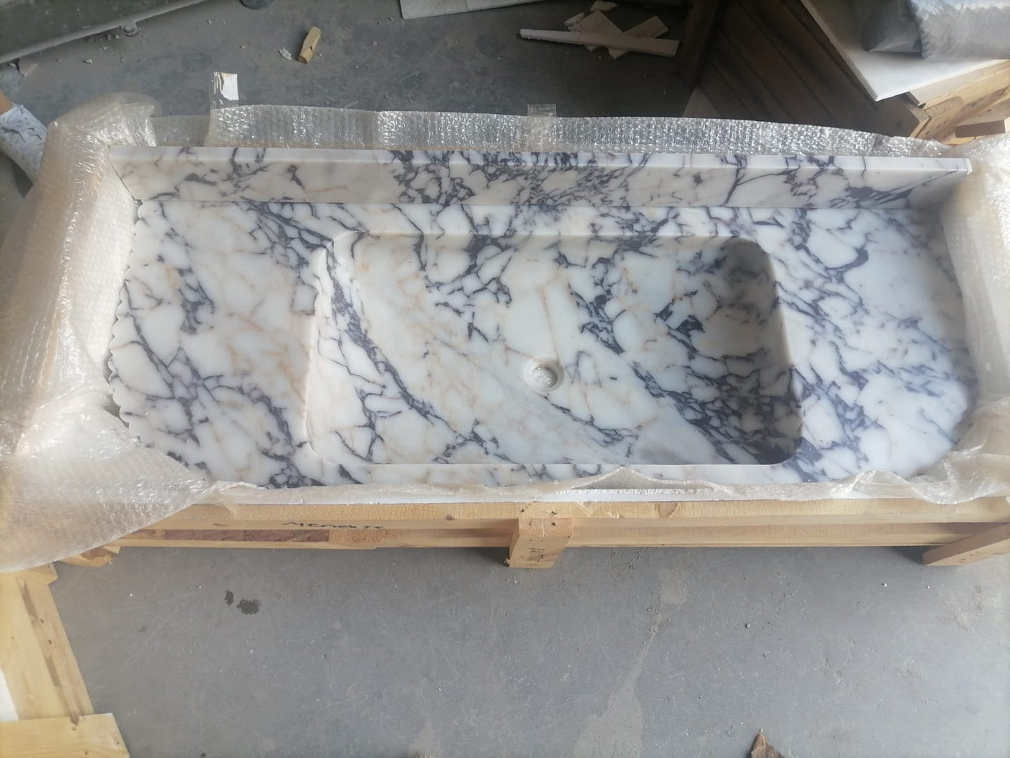 Calacatta Viola Marble Wall-mount Bathroom Vanity carved from Solid Block (W)20" (L)52"