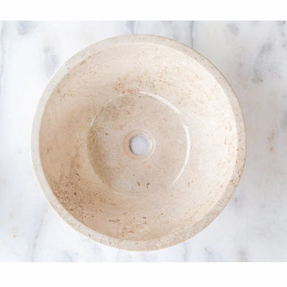 Cappuccino Beige Marble V-Shape Tapered Above Vanity Bathroom Sink Polished (D)16" (H)6"