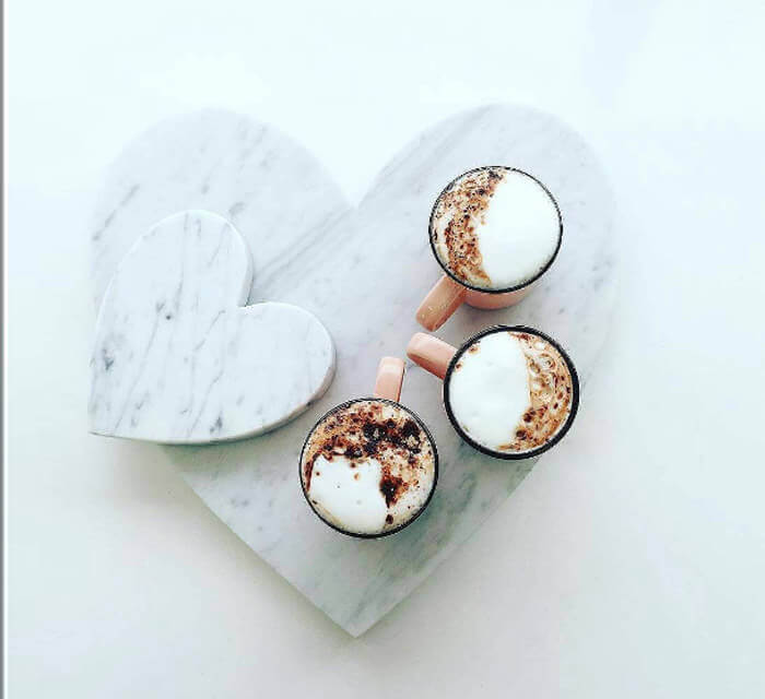 Marble 4"x5" Heart Shape Coasters Semi-polished set of 4