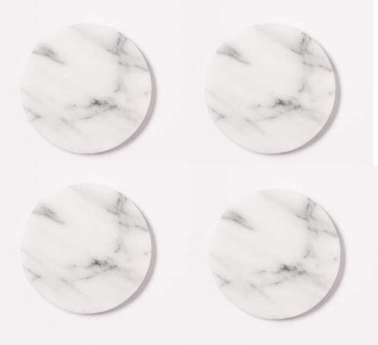 Marble 4" Round Coasters Semi-polished set of 4