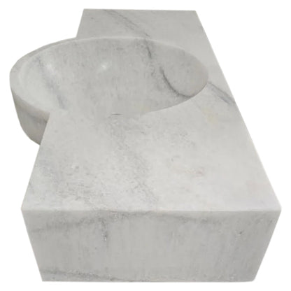 Carrara White Marble Above-vanity Wall-mount Bathroom Sink (W)16" (L)36"