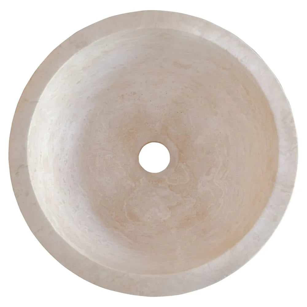 Troia Light Travertine Natural Stone Round Above Vanity Bathroom Sink