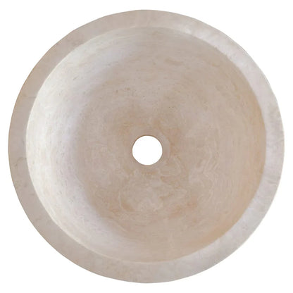 Troia Light Travertine Natural Stone Round Above Vanity Bathroom Sink