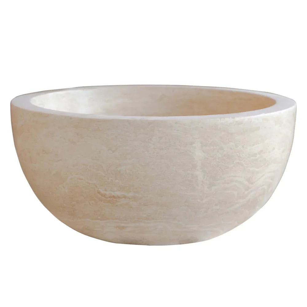 Troia Light Travertine Natural Stone Round Above Vanity Bathroom Sink