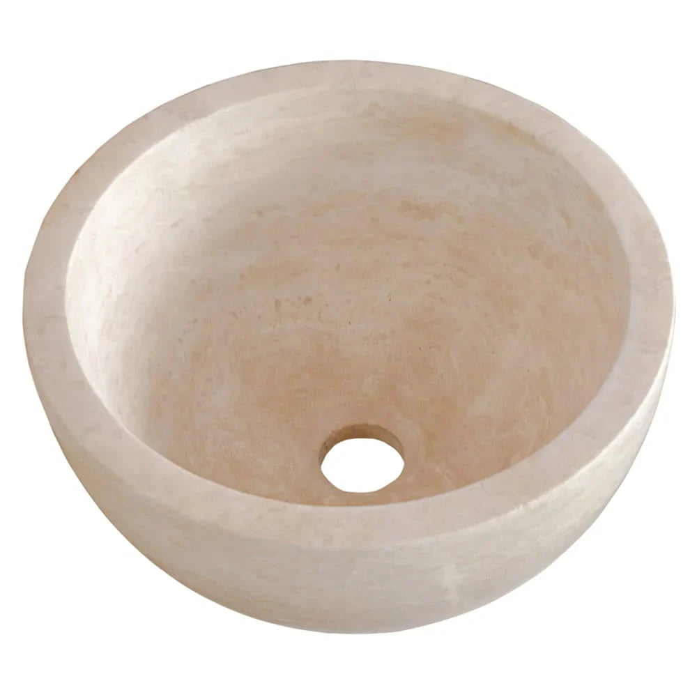 Troia Light Travertine Natural Stone Round Above Vanity Bathroom Sink