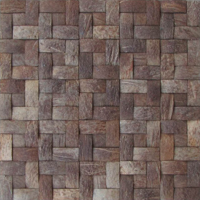 Coconut Shell Basketweave Mesh-mounted Mosaic Wall Tile - Livfloors Collection