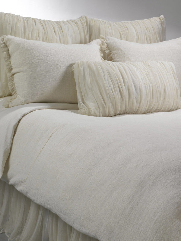 Whisper Ivory Gathered Tulle Decorative Lumbar Pillow