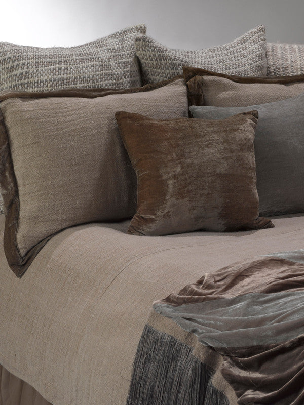 Luscious Soft Earth Brown Silk Velvet Decorative Throw Pillow 18"