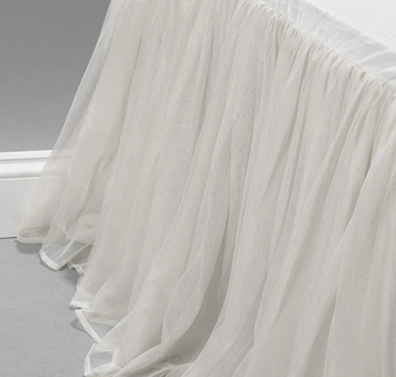 Whisper Off White 20" Gathered Tulle Bedskirt