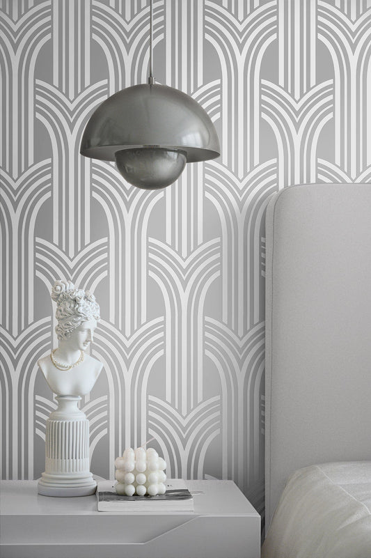 Deco 2 Arches Geometric Unpasted Wallpaper