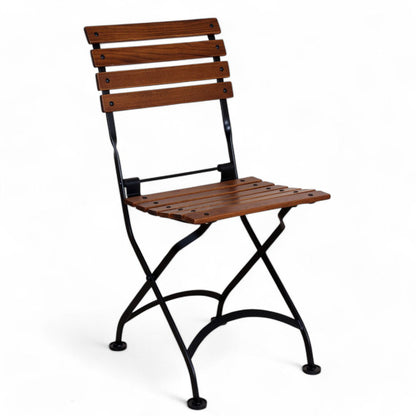 DemarForge Folding Chair 5504 - Stackable - European Chestnut Wood Clear Coated Slats (Set of 2)