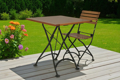 DemarForge Folding Chair 5504 - Stackable - European Chestnut Wood Clear Coated Slats (Set of 2)