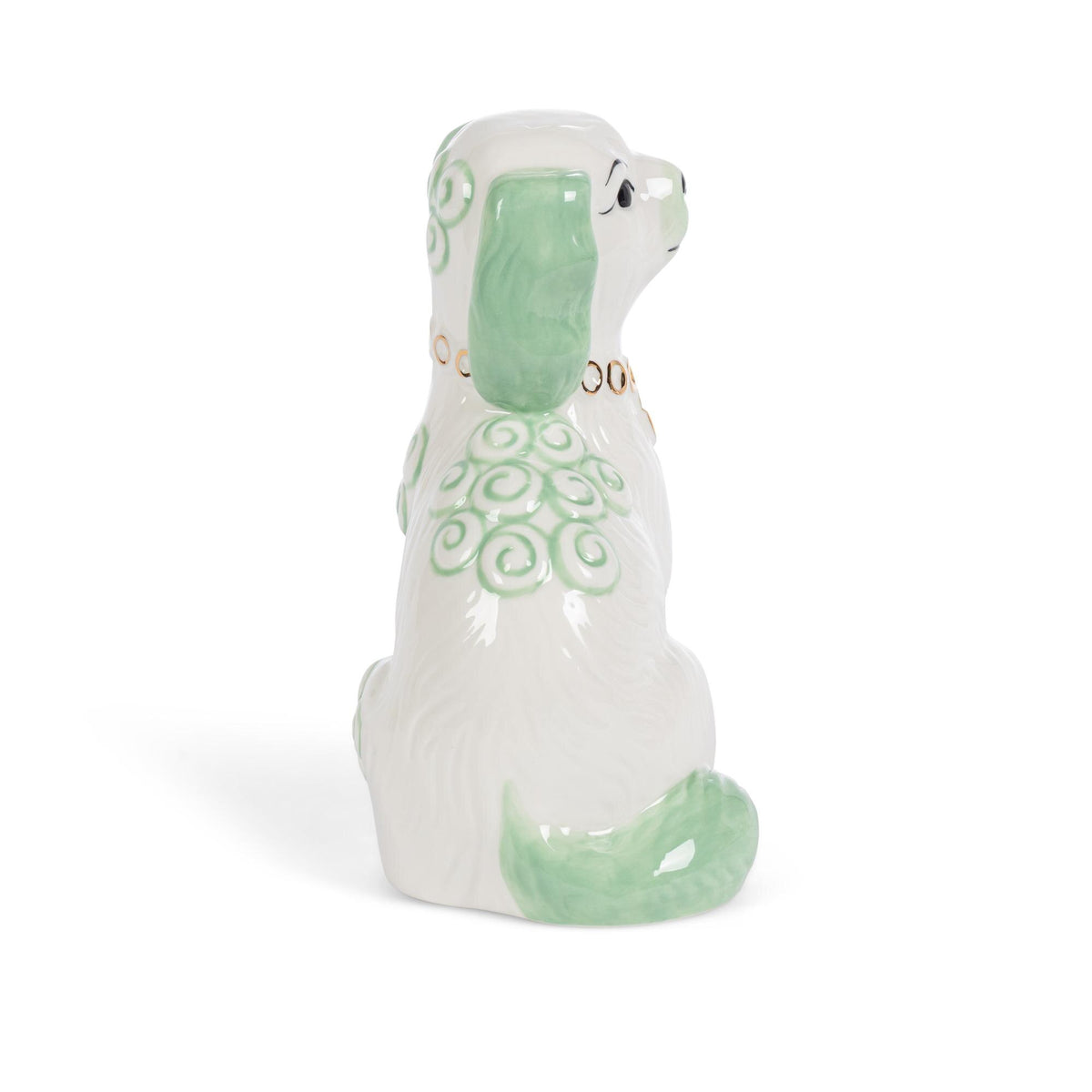 Porcelain Staffordshire Dogs Figurines, Smoke Green, Set of 2