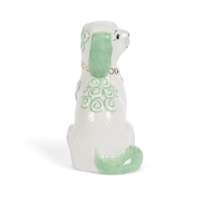 Porcelain Staffordshire Dogs Figurines, Smoke Green, Set of 2