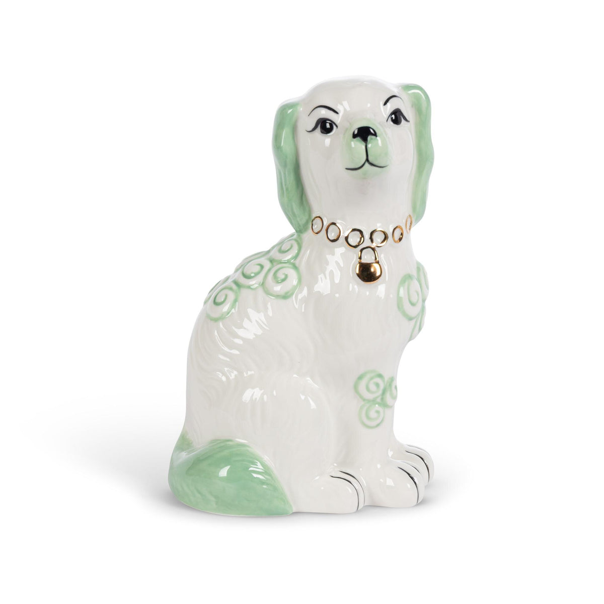 Porcelain Staffordshire Dogs Figurines, Smoke Green, Set of 2