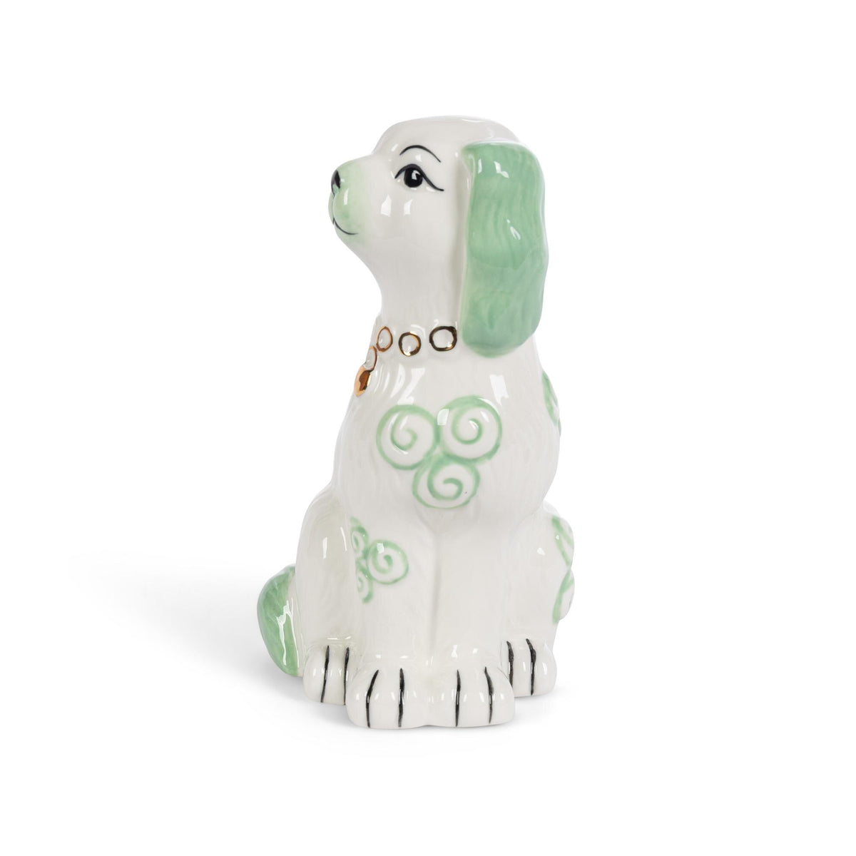 Porcelain Staffordshire Dogs Figurines, Smoke Green, Set of 2