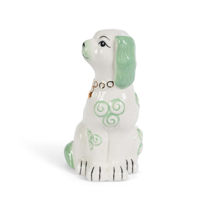 Porcelain Staffordshire Dogs Figurines, Smoke Green, Set of 2