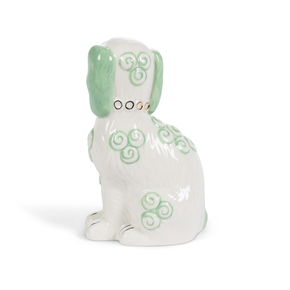 Porcelain Staffordshire Dogs Figurines, Smoke Green, Set of 2