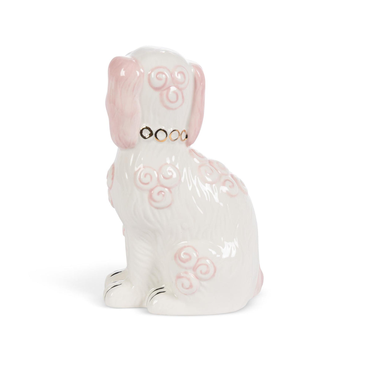 Porcelain Staffordshire Dogs Figurines, Pink, Set of 2