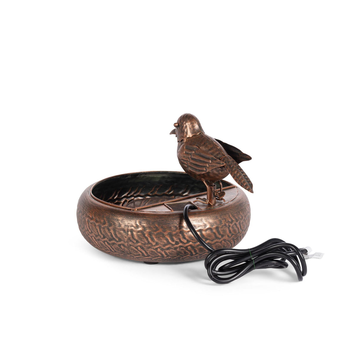Folk Art Little Bird Fountain, Antiqued Copper