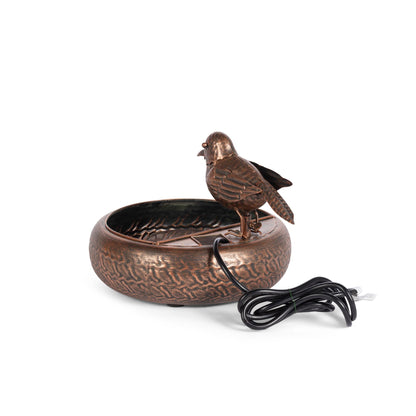 Folk Art Little Bird Fountain, Antiqued Copper