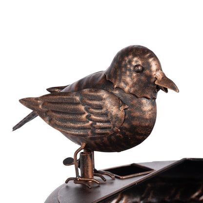 Folk Art Little Bird Fountain, Black Bronze