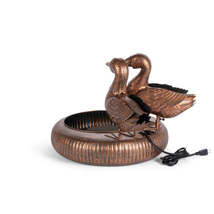Folk Art Duck Fountain, Antiqued Copper