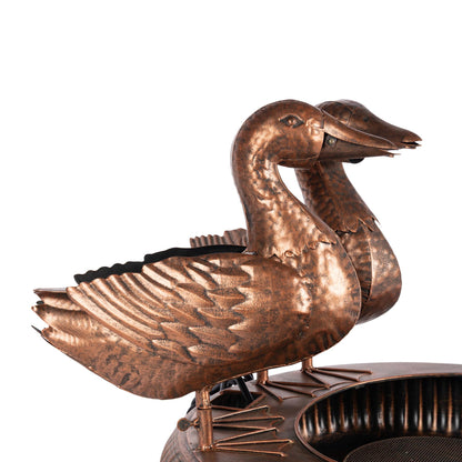 Folk Art Duck Fountain, Antiqued Copper