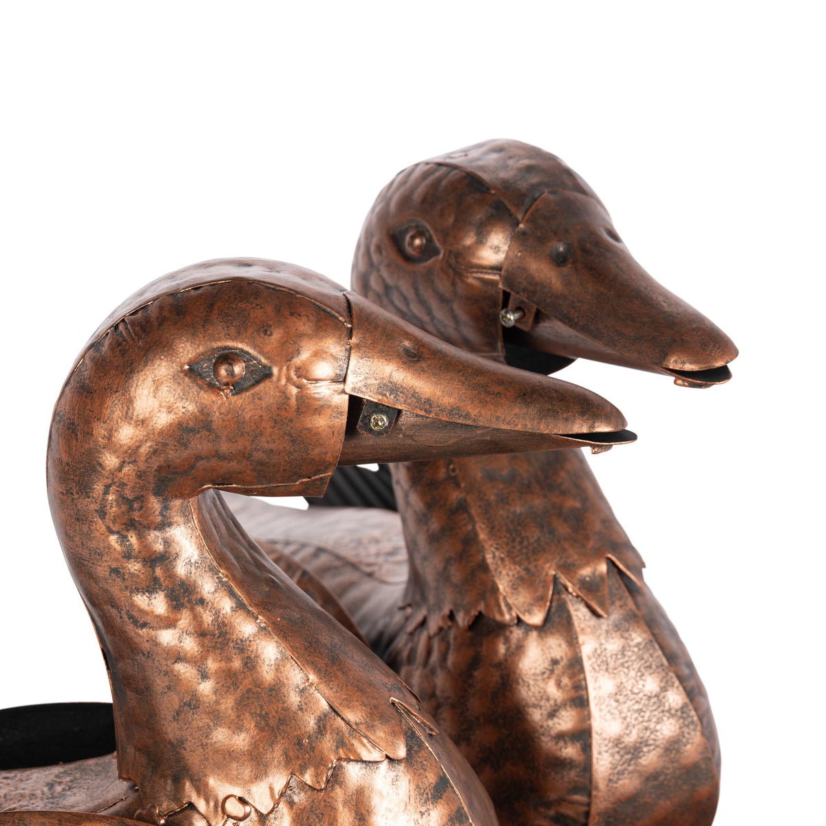 Folk Art Duck Fountain, Antiqued Copper