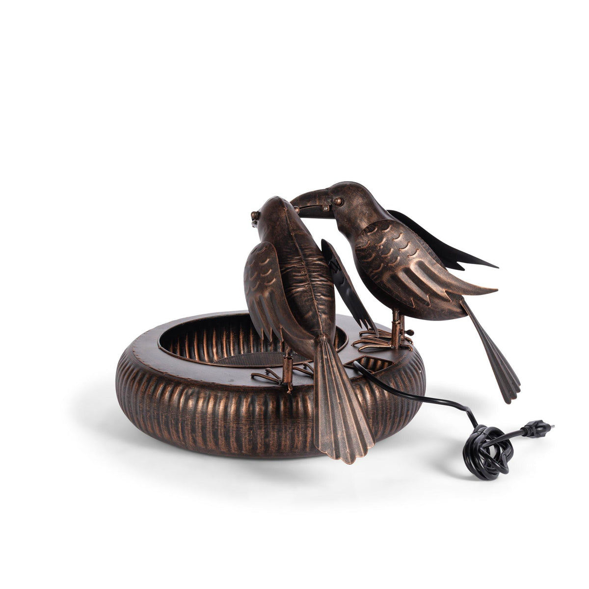 Folk Art Crows Fountain, Black Bronze