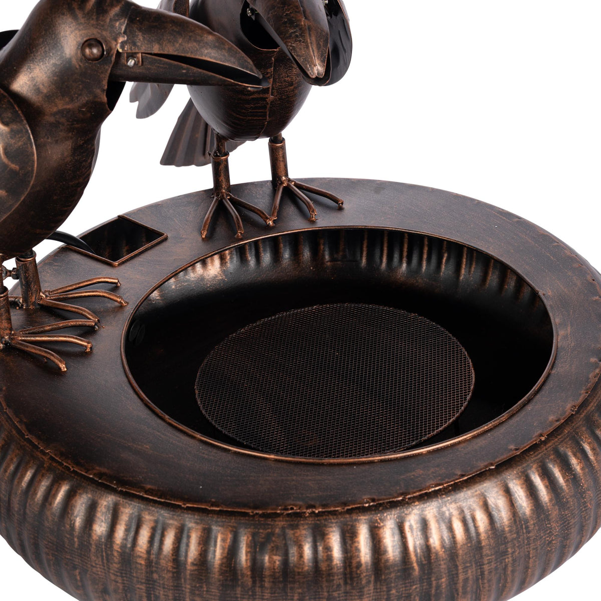 Folk Art Crows Fountain, Black Bronze