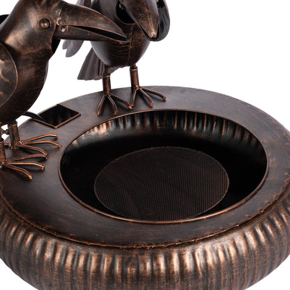 Folk Art Crows Fountain, Black Bronze