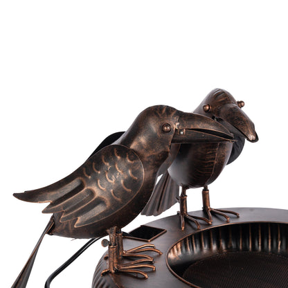 Folk Art Crows Fountain, Black Bronze