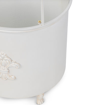 Fleur-de-Lis Planter Obelisk, Large, Antiqued White
