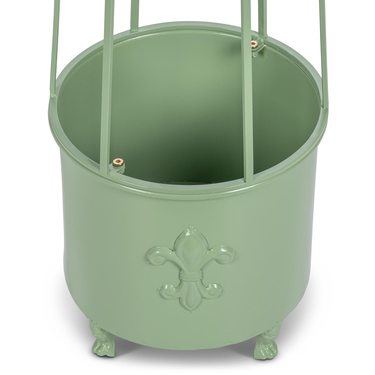 Fleur-de-Lis Planter Obelisk, Small, Soft Garden Green