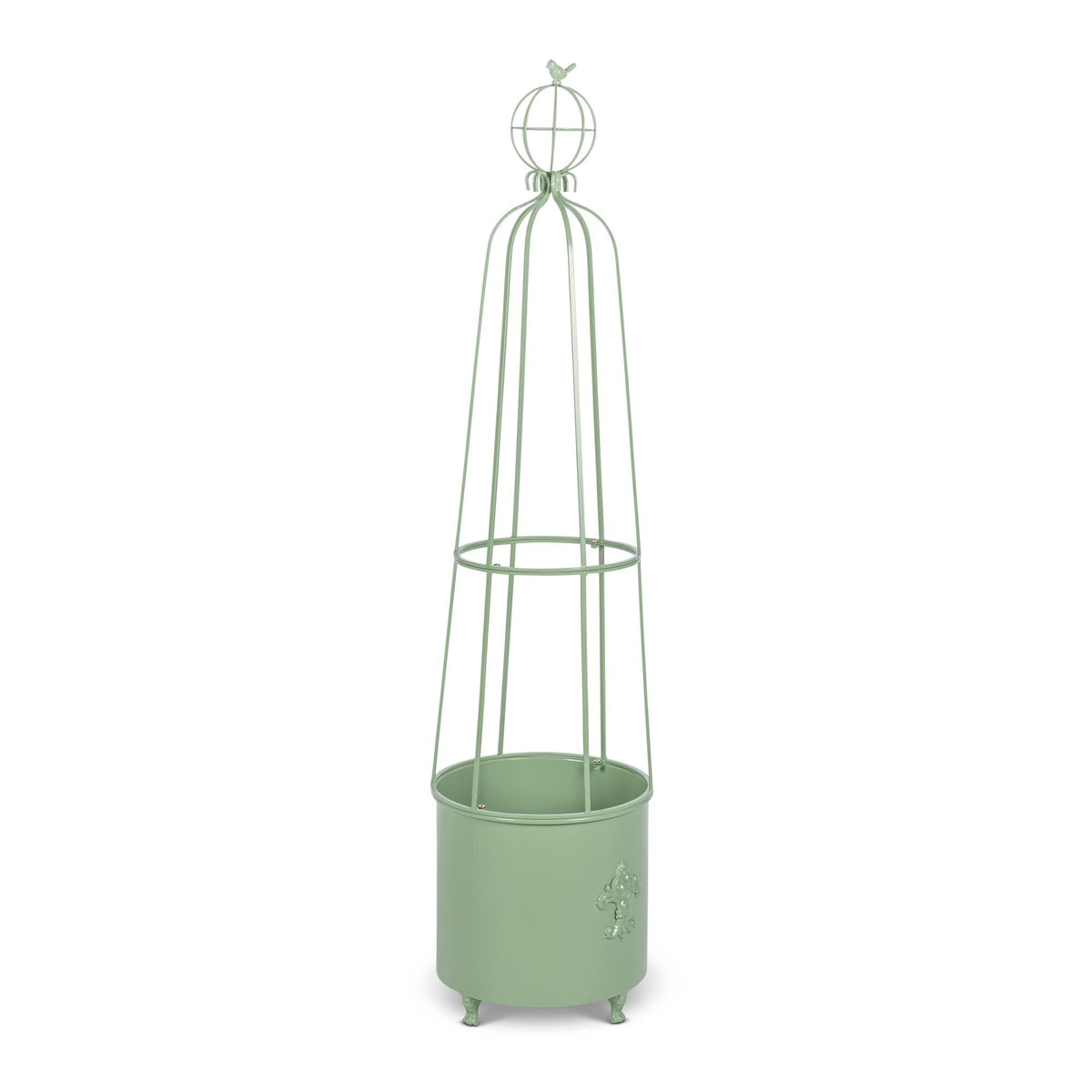 Fleur-de-Lis Planter Obelisk, Large, Soft Garden Green