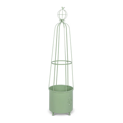Fleur-de-Lis Planter Obelisk, Large, Soft Garden Green