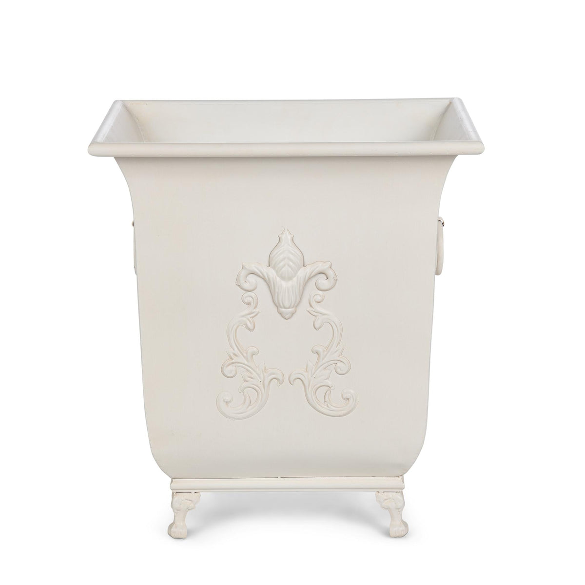 Grand Scroll Planter, Antiqued White
