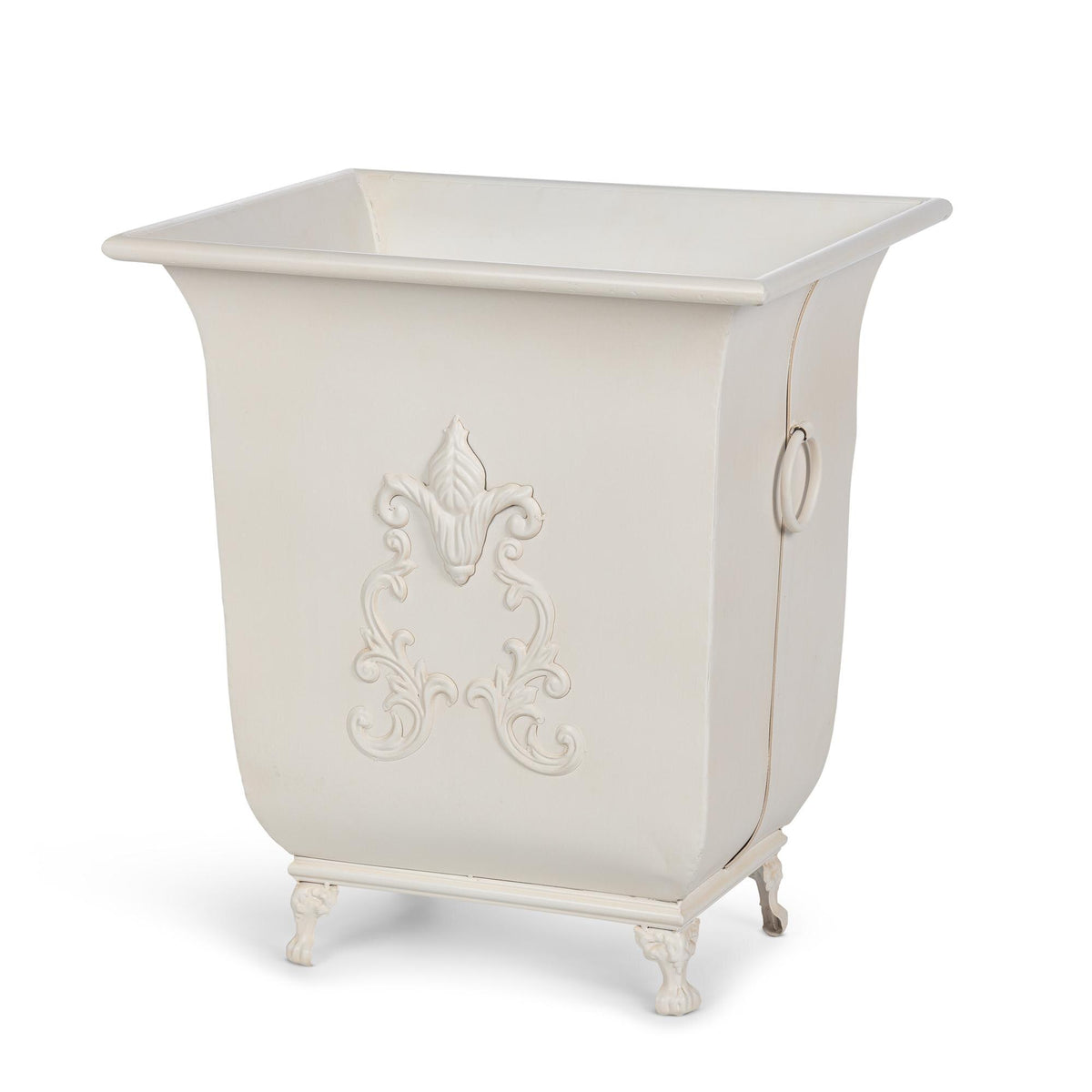 Grand Scroll Planter, Antiqued White