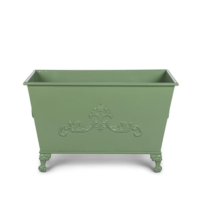Grand Scroll Rectangular Planter, Soft Garden Green