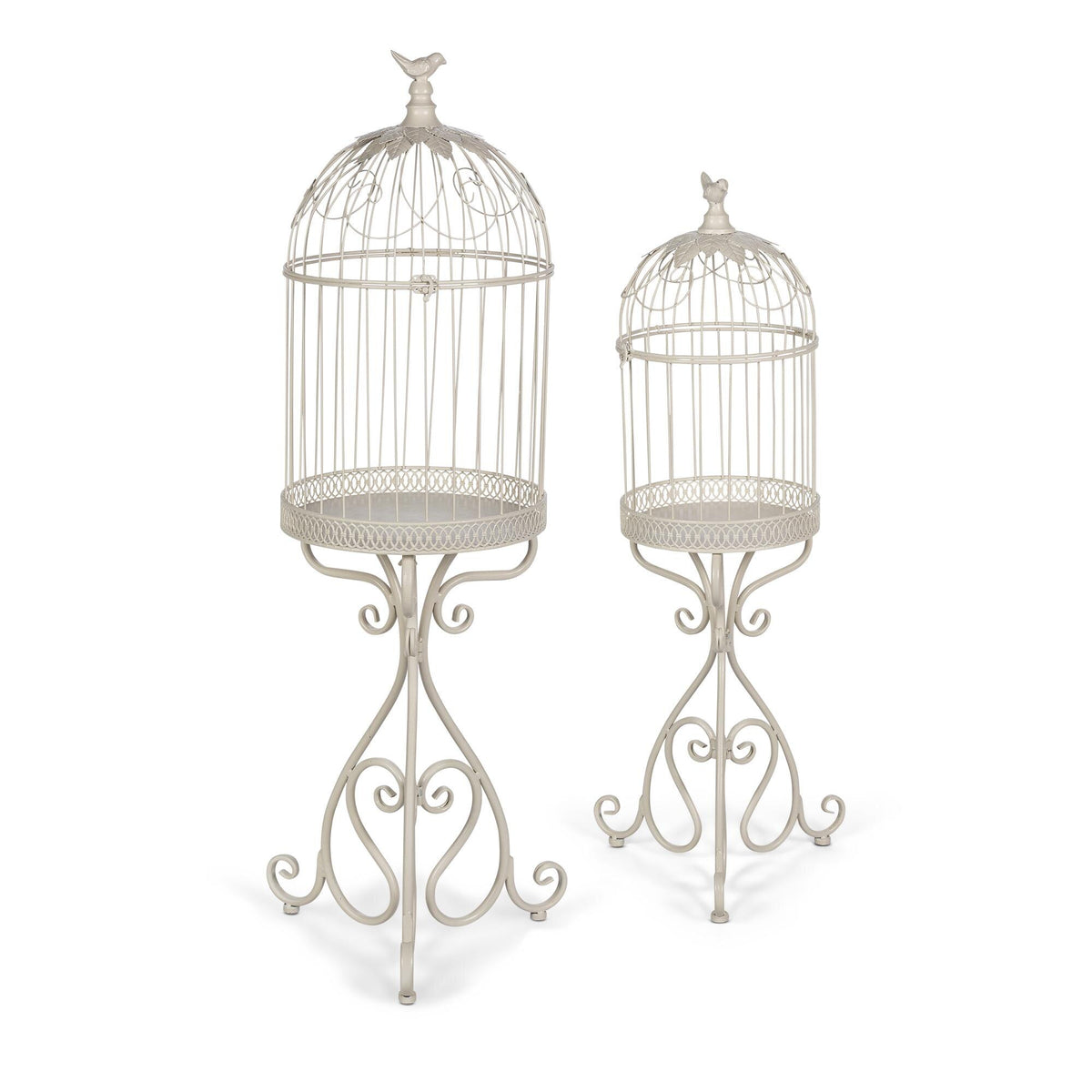 Scrollwork Birdcage Planters, Set of 2, Soft White