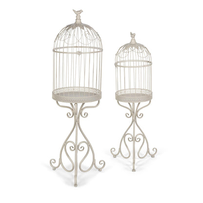 Scrollwork Birdcage Planters, Set of 2, Soft White