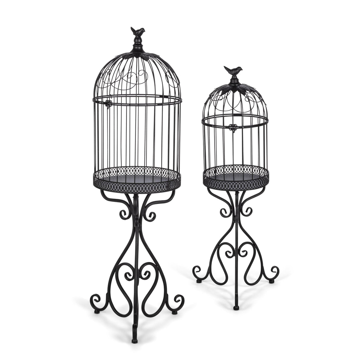 Scrollwork Birdcage Planters, Set of 2, Black