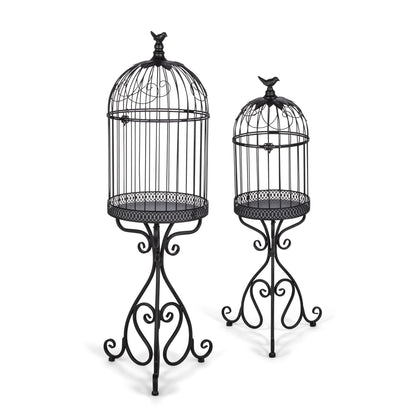 Scrollwork Birdcage Planters, Set of 2, Black