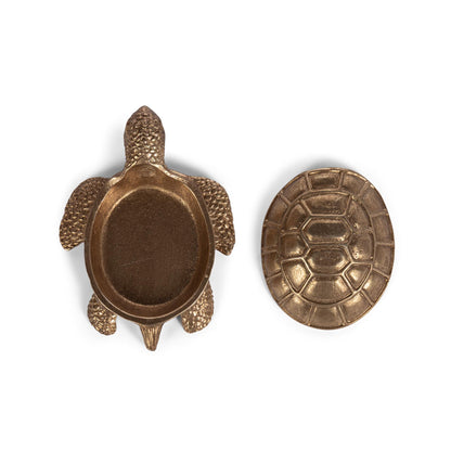 Turtle Trinket box, Antiqued Gold