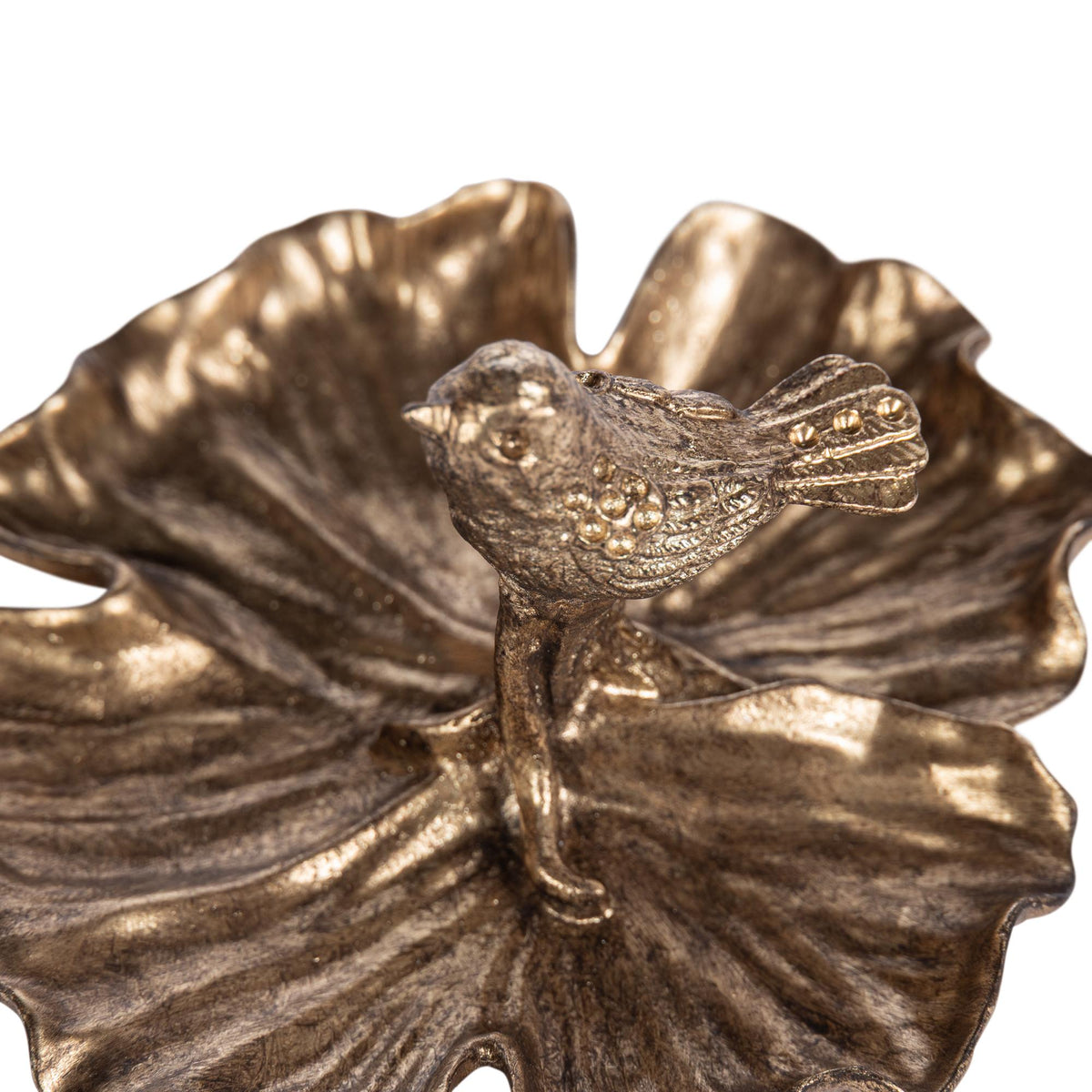 Gilded Garden Bird Dish, Antiqued Gold