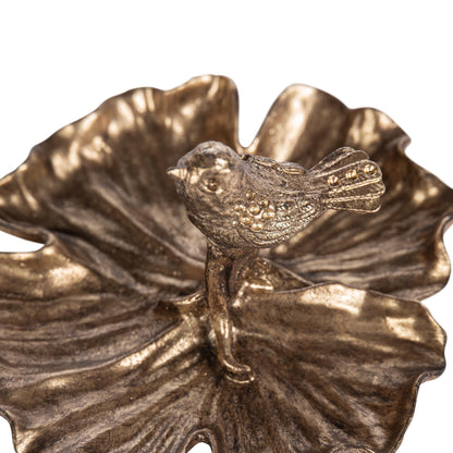 Gilded Garden Bird Dish, Antiqued Gold