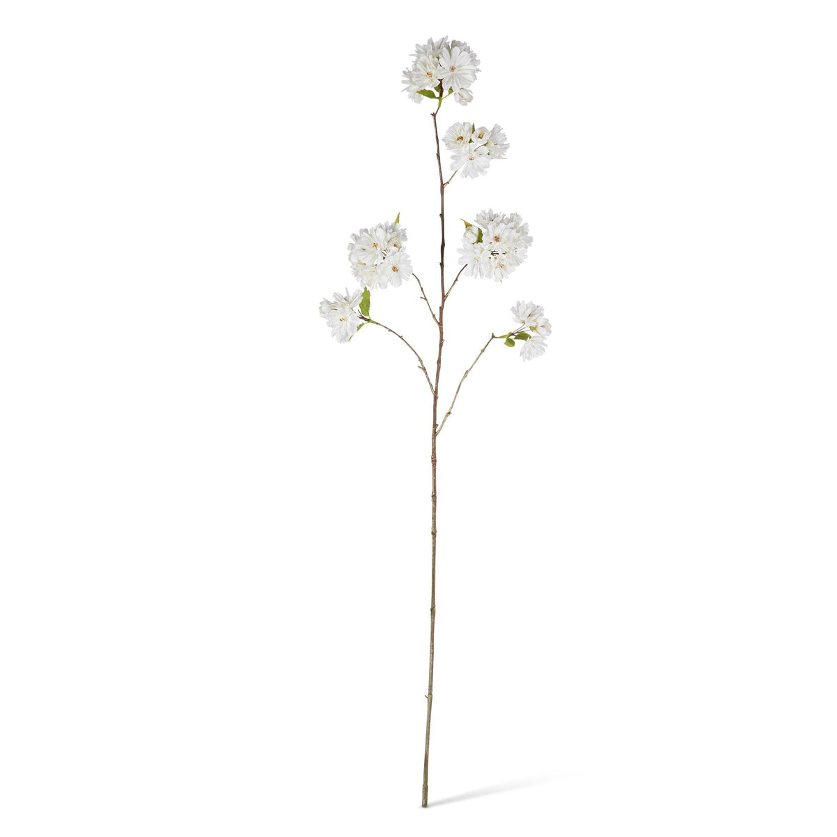 38.58" White Cherry Blossom Stem with Leaves