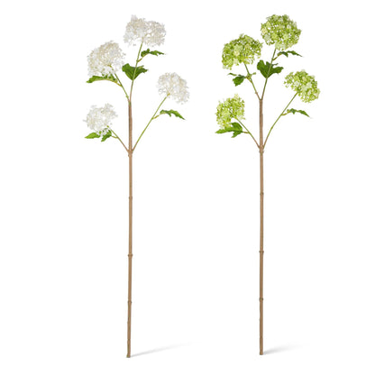 29.9" Snowball Floral Stem with 4 Blooms, 2 Asst